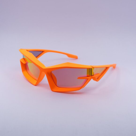 Givenchy GV40049U 43C Sunglasses Orange Geometric Frame, Orange Mirror Lenses - Picture 1 of 10